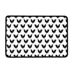 Black And White Rooster Pattern Print Kitchen Mat