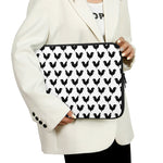 Black And White Rooster Pattern Print Laptop Sleeve