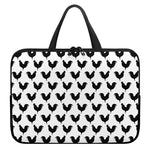 Black And White Rooster Pattern Print Laptop Sleeve With Handle