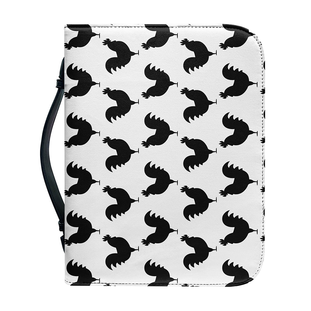 Black And White Rooster Pattern Print Leather Bible Cover