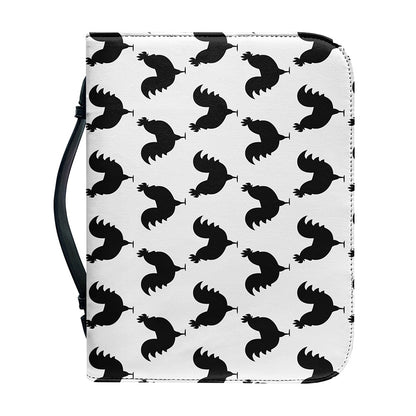 Black And White Rooster Pattern Print Leather Bible Cover