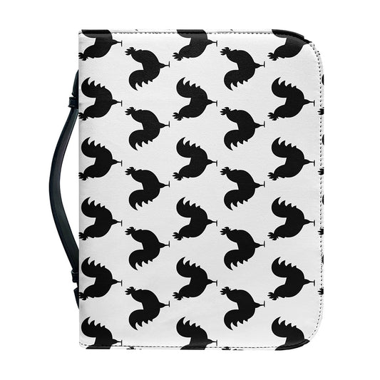 Black And White Rooster Pattern Print Leather Bible Cover