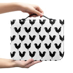 Black And White Rooster Pattern Print Leather Bible Cover