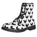 Black And White Rooster Pattern Print Lace-Up Boots