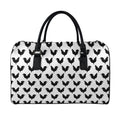 Black And White Rooster Pattern Print Leather Duffel Bag