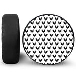 Black And White Rooster Pattern Print Leather Spare Tire Cover