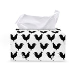 Black And White Rooster Pattern Print Leather Tissue Box Cover