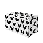 Black And White Rooster Pattern Print Leather Tissue Box Cover