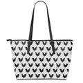 Black And White Rooster Pattern Print Leather Tote Bag With Zipper
