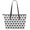 Black And White Rooster Pattern Print Leather Tote Bag