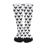 Black And White Rooster Pattern Print Long Socks