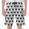 Black And White Rooster Pattern Print Men's Beach Shorts