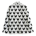 Black And White Rooster Pattern Print Men's Blazer