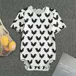 Black And White Rooster Pattern Print Men's Bodysuit