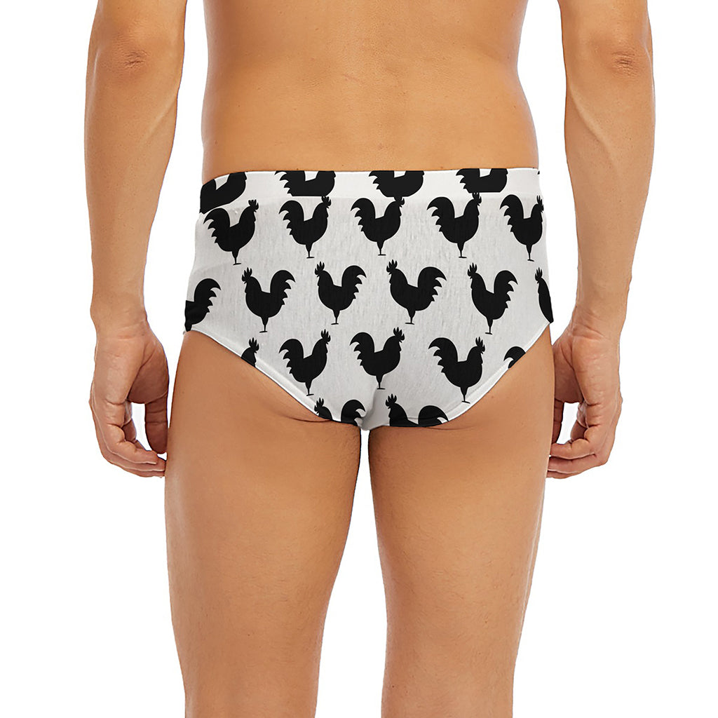 Black And White Rooster Pattern Print Men's Briefs
