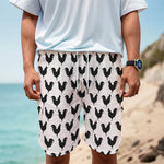 Black And White Rooster Pattern Print Men's Cargo Shorts