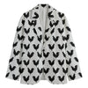 Black And White Rooster Pattern Print Men's Cotton Blazer