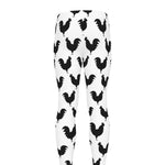 Black And White Rooster Pattern Print Men's leggings