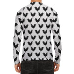 Black And White Rooster Pattern Print Men's Long Sleeve Rash Guard