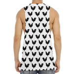 Black And White Rooster Pattern Print Men's Muscle Tank Top
