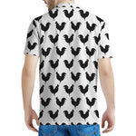 Black And White Rooster Pattern Print Men's Polo Shirt