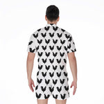 Black And White Rooster Pattern Print Men's Rompers