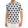 Black And White Rooster Pattern Print Men's Short Sleeve Rash Guard