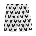 Black And White Rooster Pattern Print Men's Sports Shorts