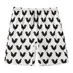Black And White Rooster Pattern Print Men's Swim Trunks