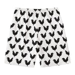Black And White Rooster Pattern Print Men's Swim Trunks