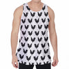 Black And White Rooster Pattern Print Men's Velvet Tank Top