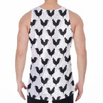 Black And White Rooster Pattern Print Men's Velvet Tank Top