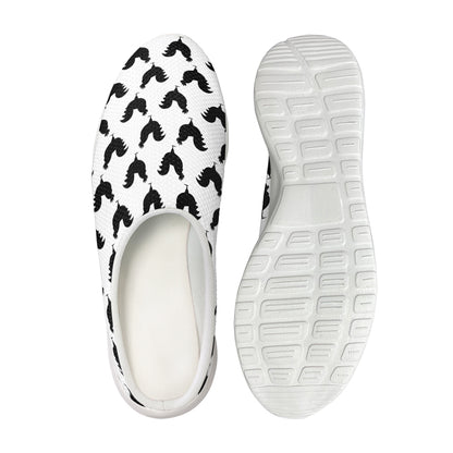 Black And White Rooster Pattern Print Mesh Casual Shoes