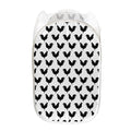 Black And White Rooster Pattern Print Mesh Laundry Hamper