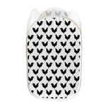 Black And White Rooster Pattern Print Mesh Laundry Hamper