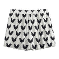 Black And White Rooster Pattern Print Mesh Shorts