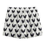 Black And White Rooster Pattern Print Mesh Shorts