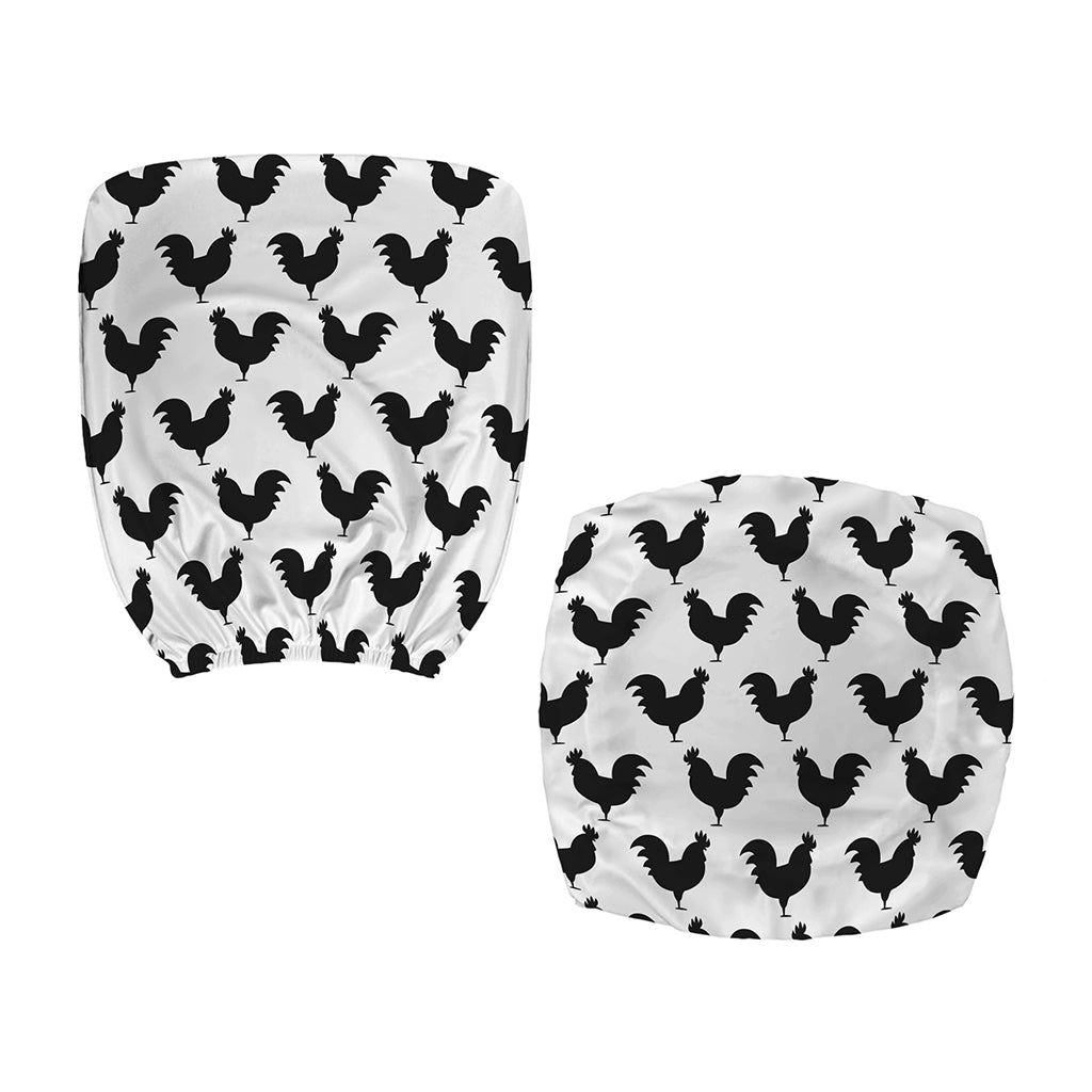 Black And White Rooster Pattern Print Office Chair Cover