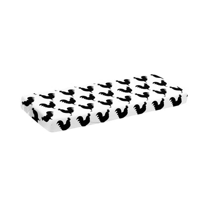 Black And White Rooster Pattern Print Piano Keyboard Cover