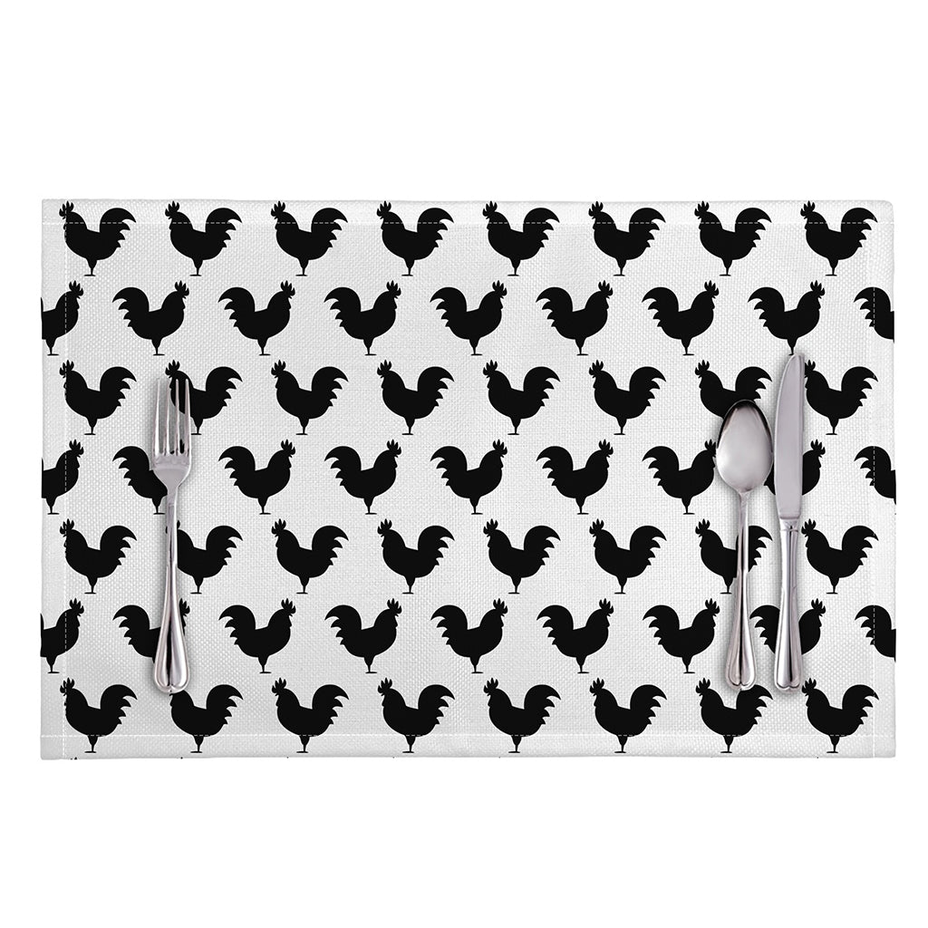 Black And White Rooster Pattern Print Placemat