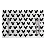 Black And White Rooster Pattern Print Placemat