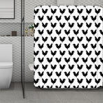 Black And White Rooster Pattern Print Polyester Shower Curtain