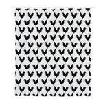 Black And White Rooster Pattern Print Polyester Shower Curtain