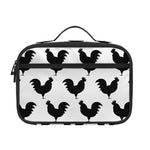 Black And White Rooster Pattern Print Portable Lunch Bag
