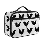 Black And White Rooster Pattern Print Portable Lunch Bag