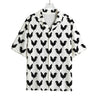 Black And White Rooster Pattern Print Rayon Hawaiian Shirt