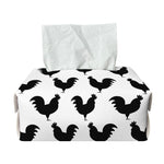 Black And White Rooster Pattern Print Rectangle Tissue Box Cover