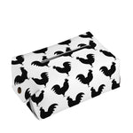 Black And White Rooster Pattern Print Rectangle Tissue Box Cover
