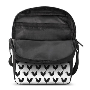 Black And White Rooster Pattern Print Rectangular Crossbody Bag