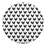 Black And White Rooster Pattern Print Round Blanket